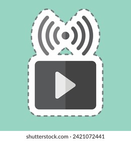 Sticker line cut Video Streaming. related to Podcast symbol. simple design editable. simple illustration