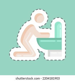 Sticker line cut Vomiting. suitable for flu symbol. simple design editable. design template vector. simple illustration