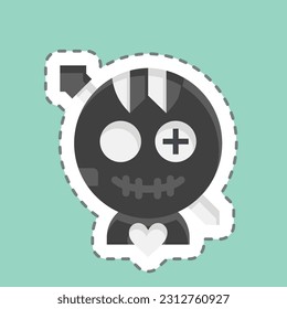 Sticker line cut Voodoo Doll. related to Halloween symbol. simple design editable. simple illustration