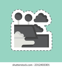 Sticker line cut Waipio Valley. related to Hawaii symbol. simple design editable. vector
