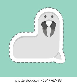 Sticker line cut Walrus. related to Alaska symbol. simple design editable. simple illustration