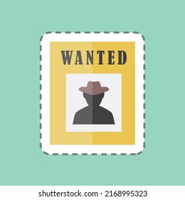 Sticker line cut Wanted Poster. suitable for Wild West symbol. simple design editable. design template vector. simple symbol illustration