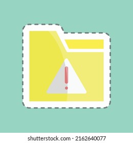 Aviso de corte de línea de pegatinas en carpeta. adecuado para el símbolo de interfaz de usuario. diseño simple editable. vector de plantilla de diseño. ilustración de símbolo simple