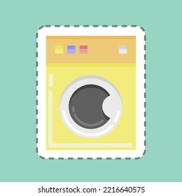 Sticker line cut Washing Machine. related to Laundry symbol. simple design editable. simple illustration, good for prints