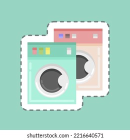 Sticker line cut Washing Machines. related to Laundry symbol. simple design editable. simple illustration, good for prints