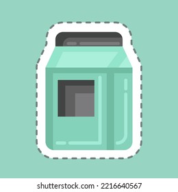 Aufkleber-Linie schneiden Wasing Powder. in Zusammenhang mit dem Wäschesymbol stehen. einfaches Design bearbeitbar. einfache Illustration, gut für Drucke