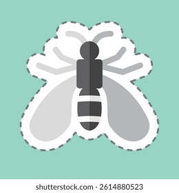 Sticker line cut Wasp. related to Insects symbol. design editable