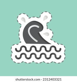 Sticker line cut Wave. related to Hawaii symbol. simple design editable. vector