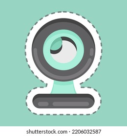 Sticker line cut Webcam. suitable for Computer Components symbol. simple design editable. design template vector. simple illustration