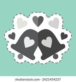 Sticker line cut Wedding Bells. related to Ring symbol. simple design editable. simple illustration
