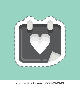 Sticker line cut Wedding Day. related to Decoration symbol. simple design editable. simple illustration