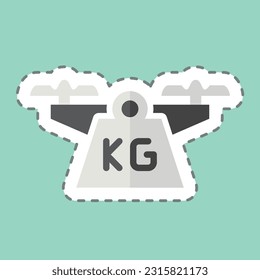 Sticker line cut Weight. related to Drone symbol. simple design editable. simple illustration