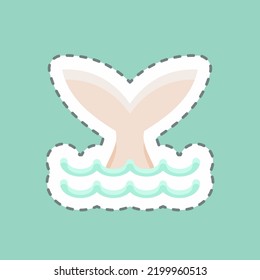 Sticker line cut Whale. suitable for seafood symbol. simple design editable. design template vector. simple illustration
