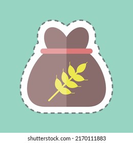 La línea de adhesivo cortó la bolsa de trigo. adecuado para el símbolo comunitario. diseño simple editable. vector de plantilla de diseño. ilustración de símbolo simple