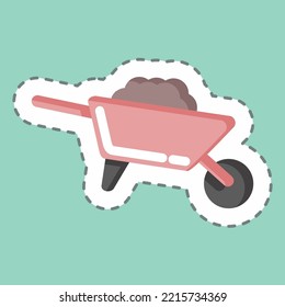 Aufkleber-Linie schneiden Radkarren. geeignet für Gartensymbol. einfaches Design bearbeitbar. Designvorlage, Vektor. einfache Abbildung
