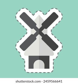 Sticker line cut Windmill. related to Smart City symbol. simple design illustration