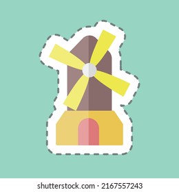 Sticker line cut Windmill. suitable for Garden symbol. simple design editable. design template vector. simple symbol illustration