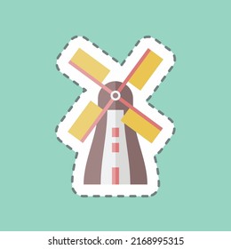Sticker line cut Windmill. suitable for Wild West symbol. simple design editable. design template vector. simple symbol illustration