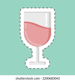 Sticker line cut Wine. suitable for education symbol. simple design editable. design template vector. simple illustration