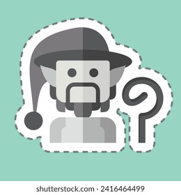 Sticker line cut Wizard. related to Medieval symbol. simple design editable. simple illustration