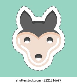 Sticker line cut Wolf. related to Animal Head symbol. simple design editable. simple illustration. cute. education