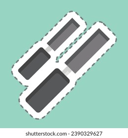 Aufkleber Linie schneiden Wood Chisel. in Zusammenhang mit dem Carpentry-Symbol stehen. einfaches Design bearbeitbar. einfache Abbildung