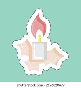 Sticker line cut Xmas Candle. suitable for House symbol. simple design editable. design template vector. simple illustration