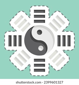 Sticker line cut Yin Yang. related to Chinese New Year symbol. simple design editable. simple illustration