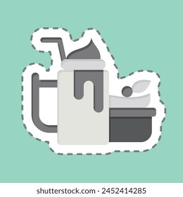 Sticker line cut Yogurt. related to Healthy Food symbol. simple design illustration