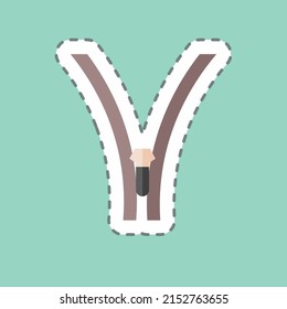 Sticker line cut Zipper. suitable for Tailor symbol. simple design editable. design template vector. simple symbol illustration