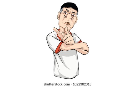sticker line, Man action cartoon vector