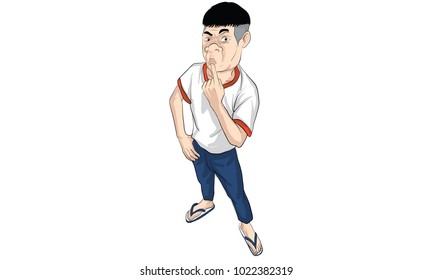 sticker line, Man action cartoon vector