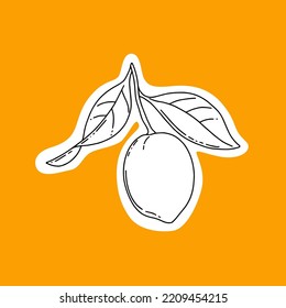 Sticker with linear lemon fruit vector illustration