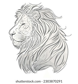 Sticker Lion white outline. flat vector illustration