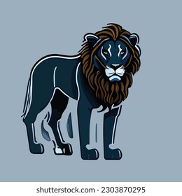 Sticker Lion white outline. flat vector illustration