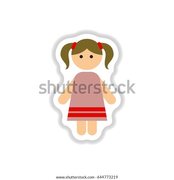 Sticker Little Girl Stock Vector (Royalty Free) 644773219 | Shutterstock