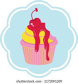 Sticker Logo Design Template Cupcake Cake Pop Art