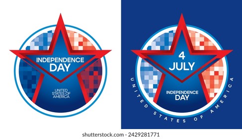 Sticker, logo, emblem, t-shirt print, 4th of July, United States Independence Day greeting, typographic design.