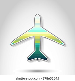 Sticker / logo / label  with isolated airplane. Vector design element