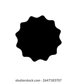 Sticker Logo Tag Emblem. Label Shape for Badge Design, Sale Offer, Original Product Mark, Branding Element. Black Scalloped Circle Silhouette. Vector Illustration.