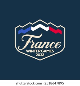 Sticker or logo with winter games for France. Vector illustration