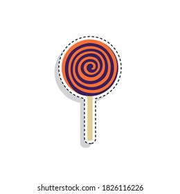 Sticker of a lollipop halloween candy. Halloween season icon - Vector