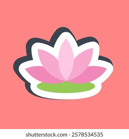 Sticker lotus. Beautiful flowers elements.