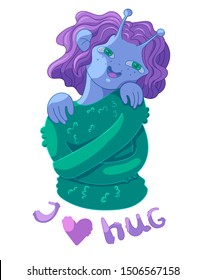 Sticker i love hugs. It will be a wonderful postcard or t-shirt.