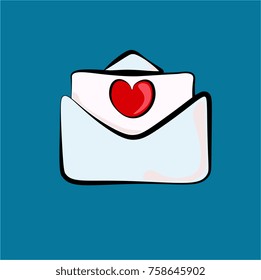 sticker love letter in envelope