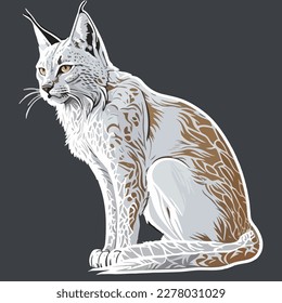 Sticker Lynx white outline. flat vector illustration