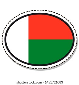 Sticker Madagascar flag button, social media communication sign, flat business oval icon.