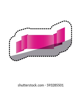 sticker magenta shiny satin ribbon icon decorative vector illustration