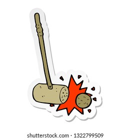 sticker of a mallet hitting ball