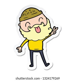 sticker of a man with beard giving peace sign